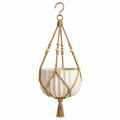 Pot de fleurs suspendu 14 x 12 cm en céramique blanc beige pour intérieur style bohème