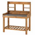 Table de rempotage 110 x 50 x 140 cm en bois marron avec plan de travail et étagères