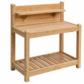 Établi de jardin 90 x 50 x 150 cm en bois naturel avec étagère et rangement bas