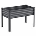 Bac de jardin surélevé 120 x 60 x 80 cm en acier galvanisé noir - structure sur pieds