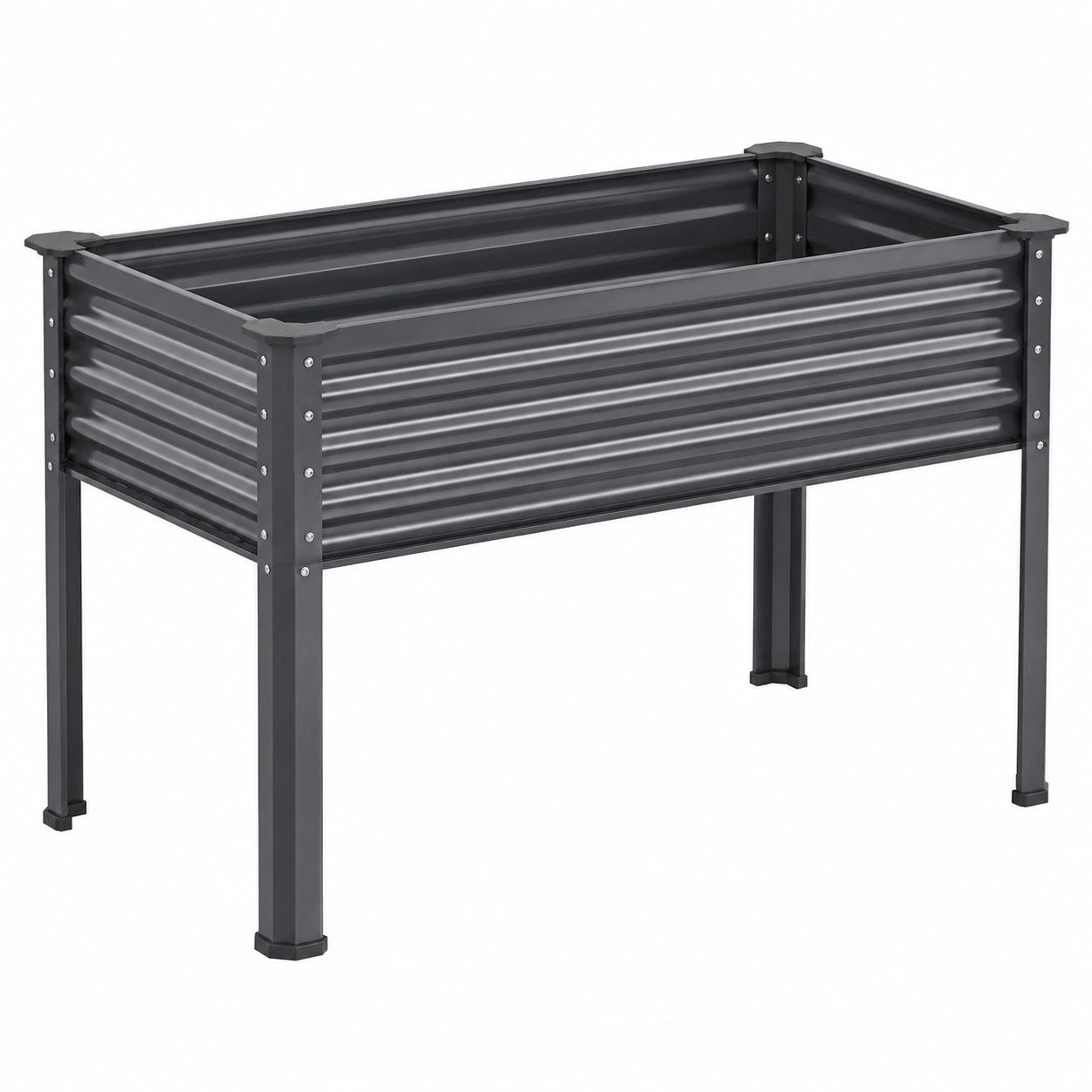 Bac de jardin surélevé 120 x 60 x 80 cm en acier galvanisé noir - structure sur pieds