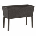 Jardinière sur pieds 80 x 40 x 70 cm en plastique brun effet tressé pour extérieur