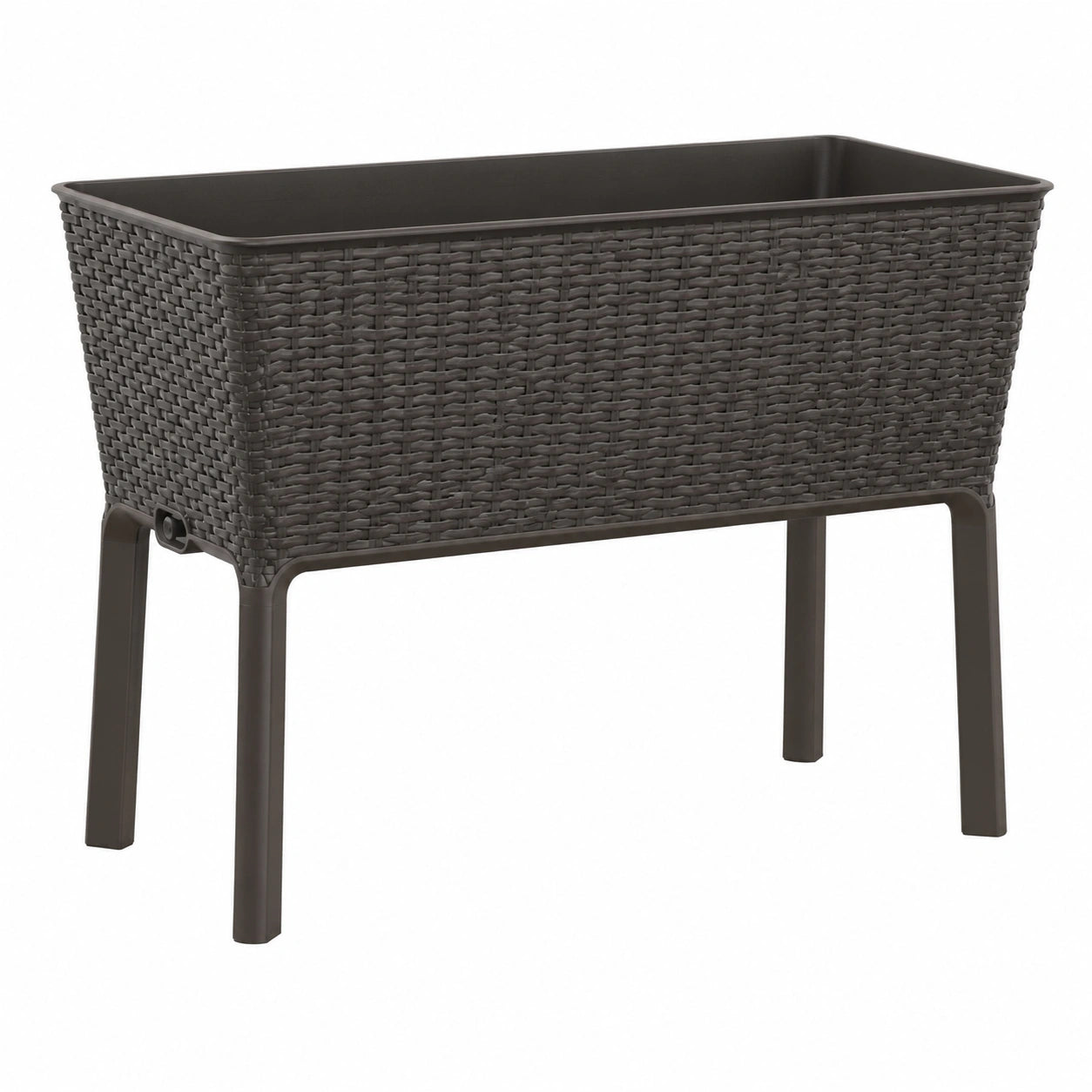 Jardinière sur pieds 80 x 40 x 70 cm en plastique brun effet tressé pour extérieur
