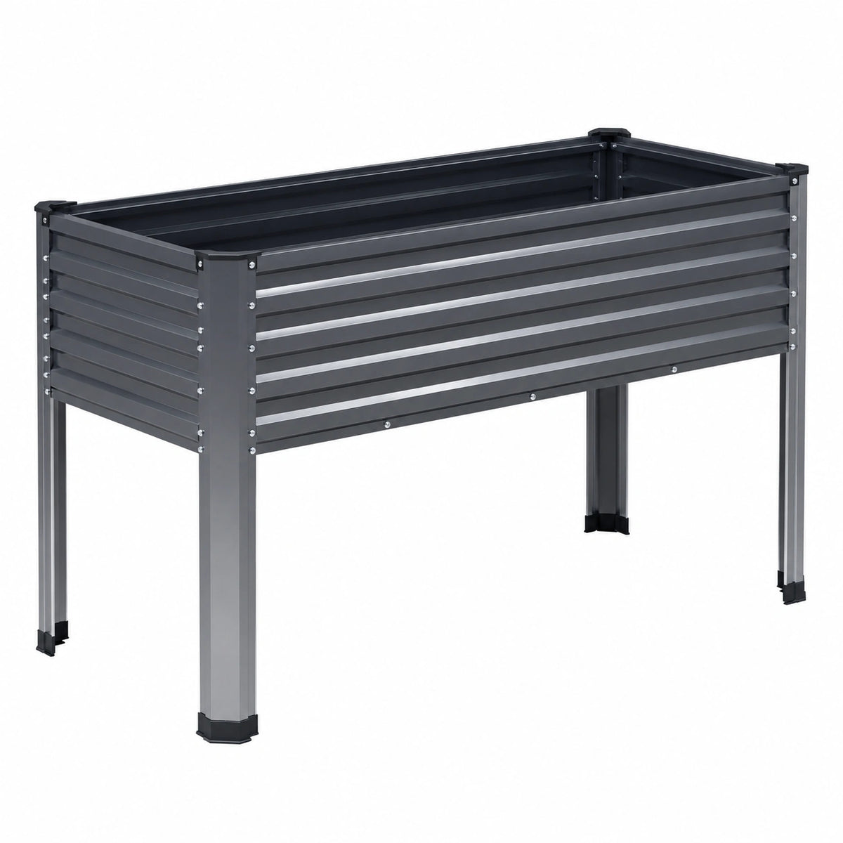 Jardinière surélevée 120 x 60 x 80 cm en métal gris anthracite pour culture extérieure