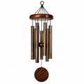 Carillon à vent 80 cm en métal et bois marron noir pour décoration suspendue