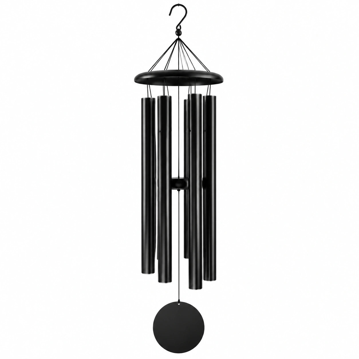 Carillon éolien 80 cm en métal noir à suspendre style contemporain