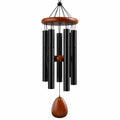 Carillon éolien 90 cm en métal noir et bois brun pour décoration intérieure et extérieure