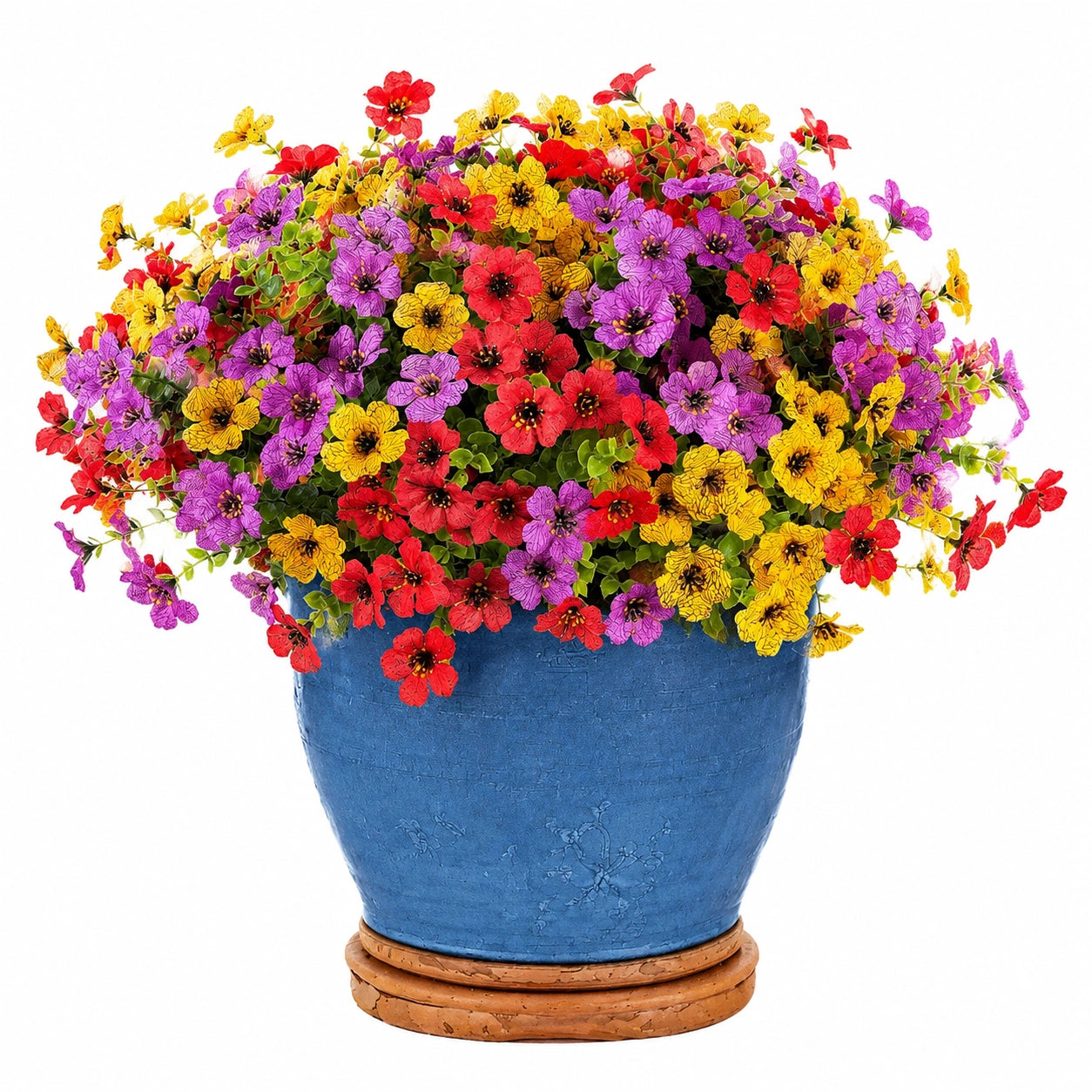 Plante fleurie artificielle 50 cm textile multicolore décorative en pot