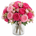 Composition florale artificielle en pot 45 cm en polyester rose fuchsia décorative