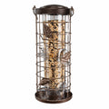 Mangeoire à oiseaux 17 x 40 cm en métal et plastique transparent marron suspendue décorative