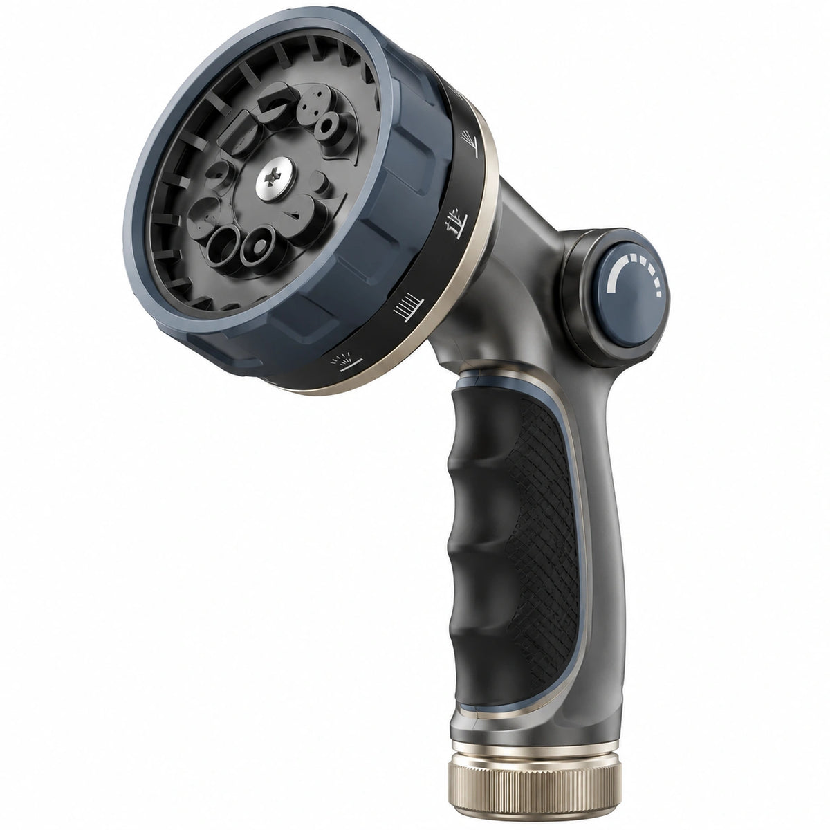 Pistolet d'arrosage 20 cm en plastique noir et gris à 8 modes pour jardin