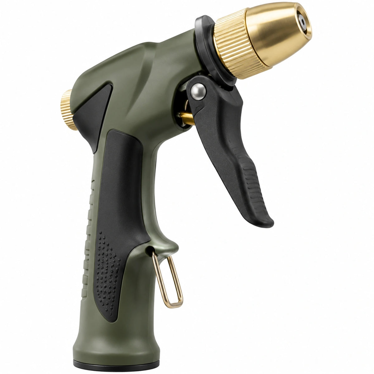 Pistolet d'arrosage 17 cm en plastique vert et laiton réglable
