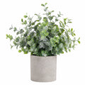 Plante verte artificielle eucalyptus 55 cm feuillage vert en plastique avec pot cylindrique effet ciment