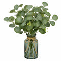 Plante verte artificielle 60 cm en plastique vert avec vase en verre décoratif